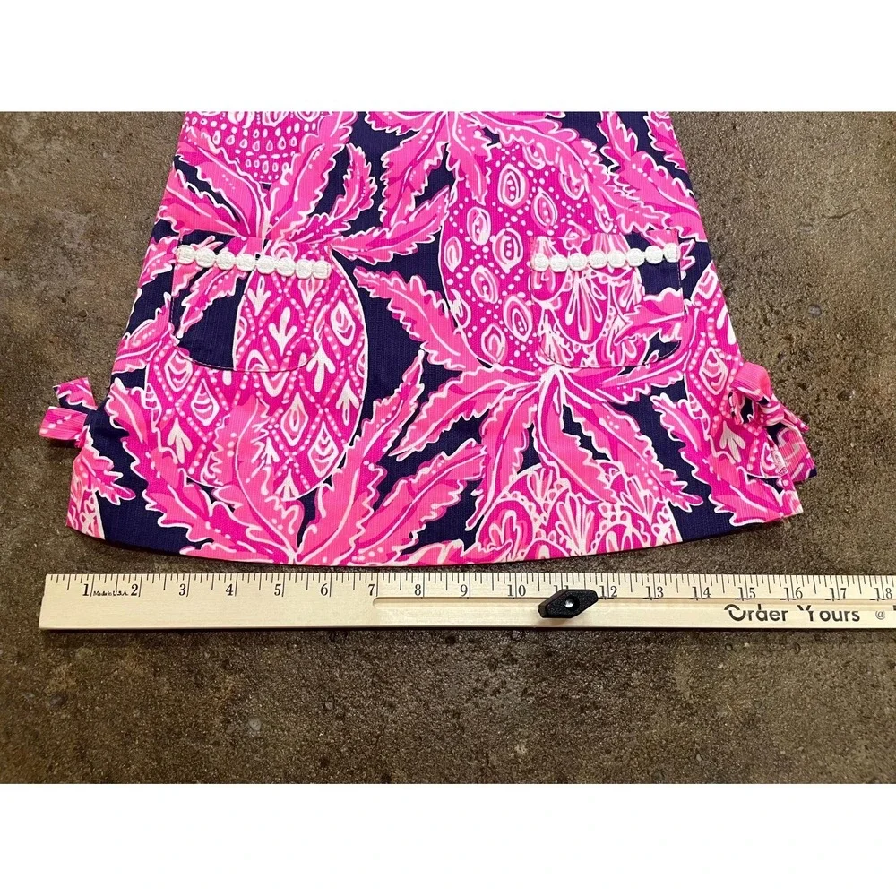 Lilly Pulitzer Shift Dress Girls 3 Multicolor‎ Pineapple Lace Collar Back Zip